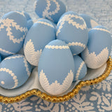 Blue & White Fern + Pearl Easter Egg