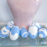 Blue Detail on White Garland Easter Egg