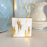 "Blushing Perfection", 4" x 4" Acrylic and Gold Leaf on Gallery-Wrapped Canvas