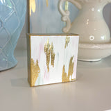 "Blushing Perfection", 4" x 4" Acrylic and Gold Leaf on Gallery-Wrapped Canvas