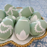 Green & White Fern + Pearl Easter Egg