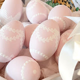 Pink & White Fern + Pearl Easter Egg